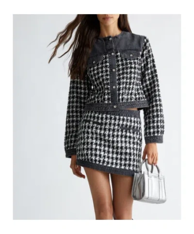 Liu •jo Houndstooth Casual Jacket In Black