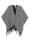 Liu •jo Houndstooth Fringed Cape In Black