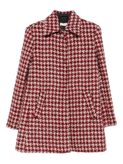 LIU •JO HOUNDSTOOTH-PATTERN POCKETED COAT