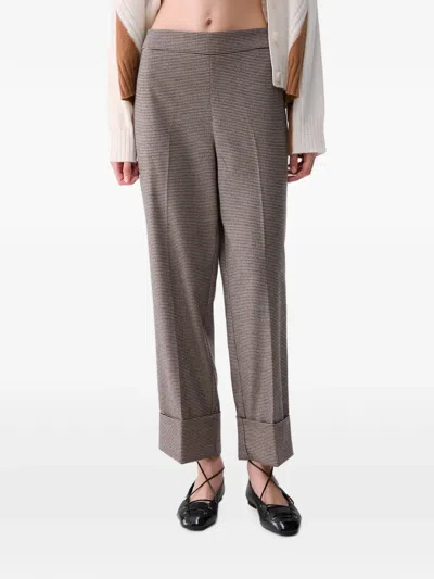 Liu •jo Houndstooth Trousers In Brown