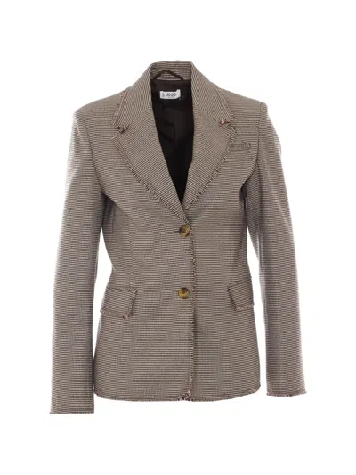 Liu •jo Houndstooth-pattern Frayed-edge Blazer In Multi