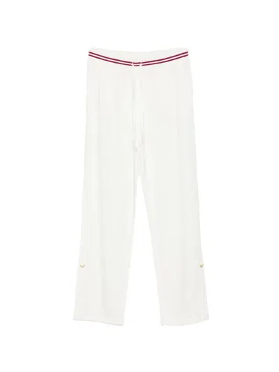 Liu •jo Interlock Drawstring Striped Track Pants In White
