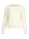 Liu •jo Oversized Cable-knit Sweater With Jewel Embellishments In Neutral