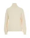 Liu •jo Ivory Sequin Turtleneck Sweater In Neutral
