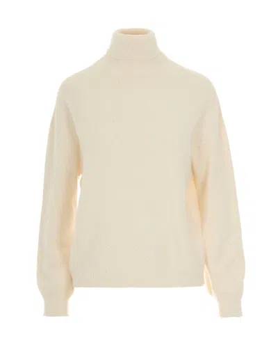 LIU •JO IVORY SEQUIN TURTLENECK SWEATER