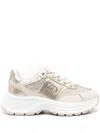 Liu •jo Liu Jo Beige And Gold 'eva' Sneakers With Logo In Neutrals