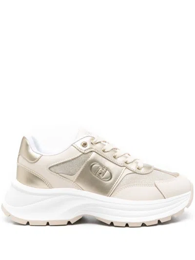 Liu •jo Liu Jo Ivory Sneakers With Metallic Sheen In Beige