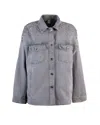 Liu •jo Relaxed Fit Grey Coat With Embellished Shoulders In Gray
