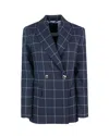 Liu •jo Check Motif Jacket Gold Buttons In Blue