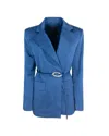 Liu •jo Liu Jo Blue Jacket With Belt And Pockets In Blue