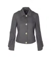Liu •jo Logo-button Point-collar Jacket In Gray