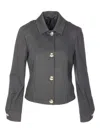 Liu •jo Logo-button Point-collar Jacket In Gray