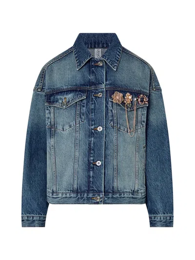 Liu •jo Jacket In Denim With Spille Jewel In Blue