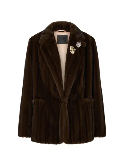 Liu •jo Jacket In Faux Fur In Brown