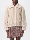 Liu •jo Plush Teddy Fabric Bomber Jacket With Braided Detailing In White