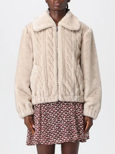 LIU •JO FUR COAT LIU JO WOMAN COLOR BEIGE,H49907022