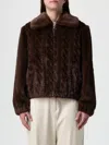 Liu •jo Teddy Bomber Jacket With Cable Knit Detailing In Burgundy