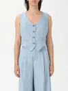 Liu •jo Liu Jo Pinstripe Denim Vest With V-neckline In Denim