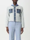 Liu •jo Liu Jo Blue Jacket With Tweed Design In White