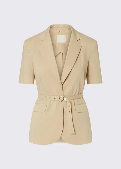 Liu •jo Jacket With Belt Woman Hood Light In Gold