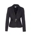 Liu •jo Belted Fitted Jacket V-neck In Gray