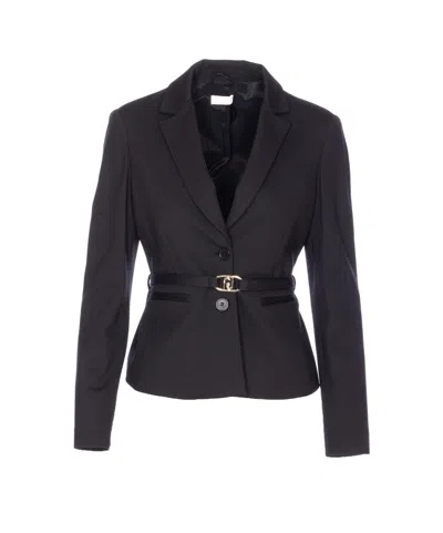 LIU •JO JACKET WITH LOGOED BELT