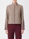 Liu •jo Herringbone-pattern Zip-up Jacket In Brown