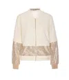 Liu •jo Liu Jo White And Gray Jacket With Sequined Sleeves In Beige