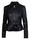 Liu •jo Peplum Hem Jacket With Zippered Cuffs In Black