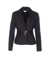 Liu •jo Belted Fitted Jacket V-neck In Black