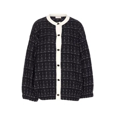 Liu •jo Jewel-button Tweed Jacket In Black