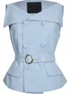 Liu •jo Liu Jo Sky Blue Jacket With Structured Silhouette And Peplum Hem In Blue