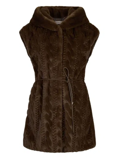LIU •JO LIU JO FAUX FUR VEST WITH HOOD