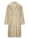 Liu •jo Faux Fur Beige Jacket With Three-quarter Sleeves In Brown