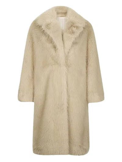 LIU •JO LIU JO BEIGE COAT FEATURING A FAUX-FUR EFFECT