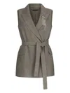 Liu •jo Chevron Brooch Waistcoat In Gray