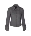 Liu •jo Logo-button Point-collar Jacket In Gray