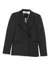 Liu •jo Double-breasted Pinstriped Blazer In Gray