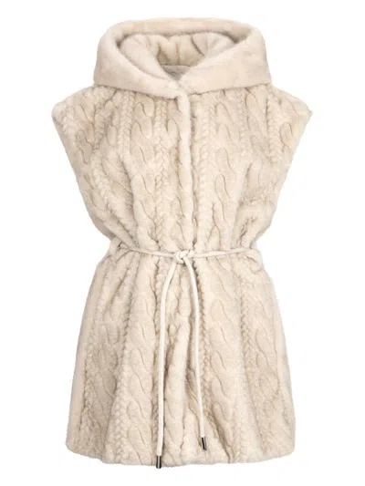 LIU •JO LIU JO FAUX FUR VEST WITH HOOD