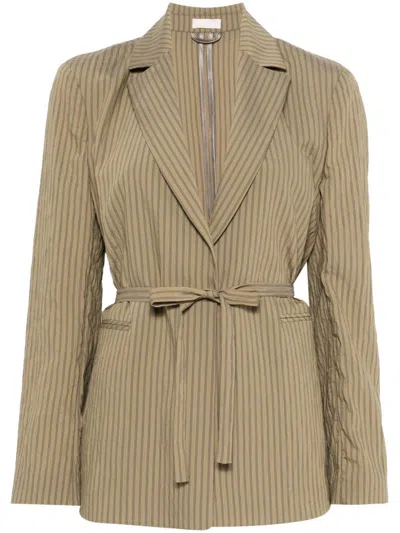 LIU •JO LIU JO BLAZER IN OLIVE GREEN WITH TIE WAIST