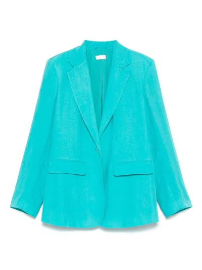 LIU •JO LIU JO SINGLE BREASTED BLAZER IN TURQUOISE