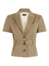 Liu •jo Liu Jo Tailored Green Jacket With Belted Waist In Green