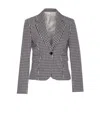 Liu •jo Liu Jo Gingham Pattern Fitted Jacket With Notched Lapel In Grey