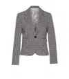Liu •jo Liu Jo Gingham Pattern Fitted Jacket With Notched Lapel In Grey