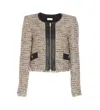 Liu •jo Fringe Trimmed Textured Jacket With Long Sleeves In Multicolour