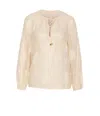Liu •jo Floral Pattern Sheer Fabric V-neck Shirt In White