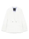 Liu •jo Liu Jo Double-breasted Pinstripe Blazer With Structured Shoulders In White