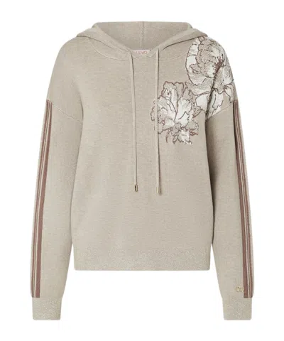 Liu •jo Jacquard Hoodie In Neutral