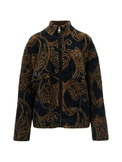 Liu •jo Jacquard Knit Bomber Jacket In Black