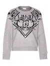 Liu •jo Jacquard-logo Crew-neck Sweater In Gray